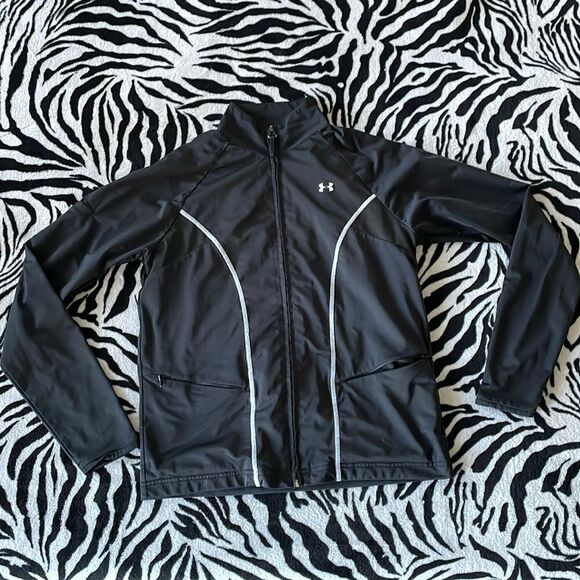 Under armour black mesh interior long sleeve track suit jogger jacket sweater - Picture 1 of 16